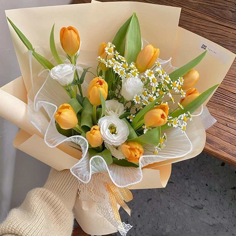 Miniatura 8 de X Hot Popcorn 3PCS 4.5 Yard Bouquet Papel de embalaje Floristería Papel de embalaje de flores frescas Ramo de papel de malla Papel de embalaje