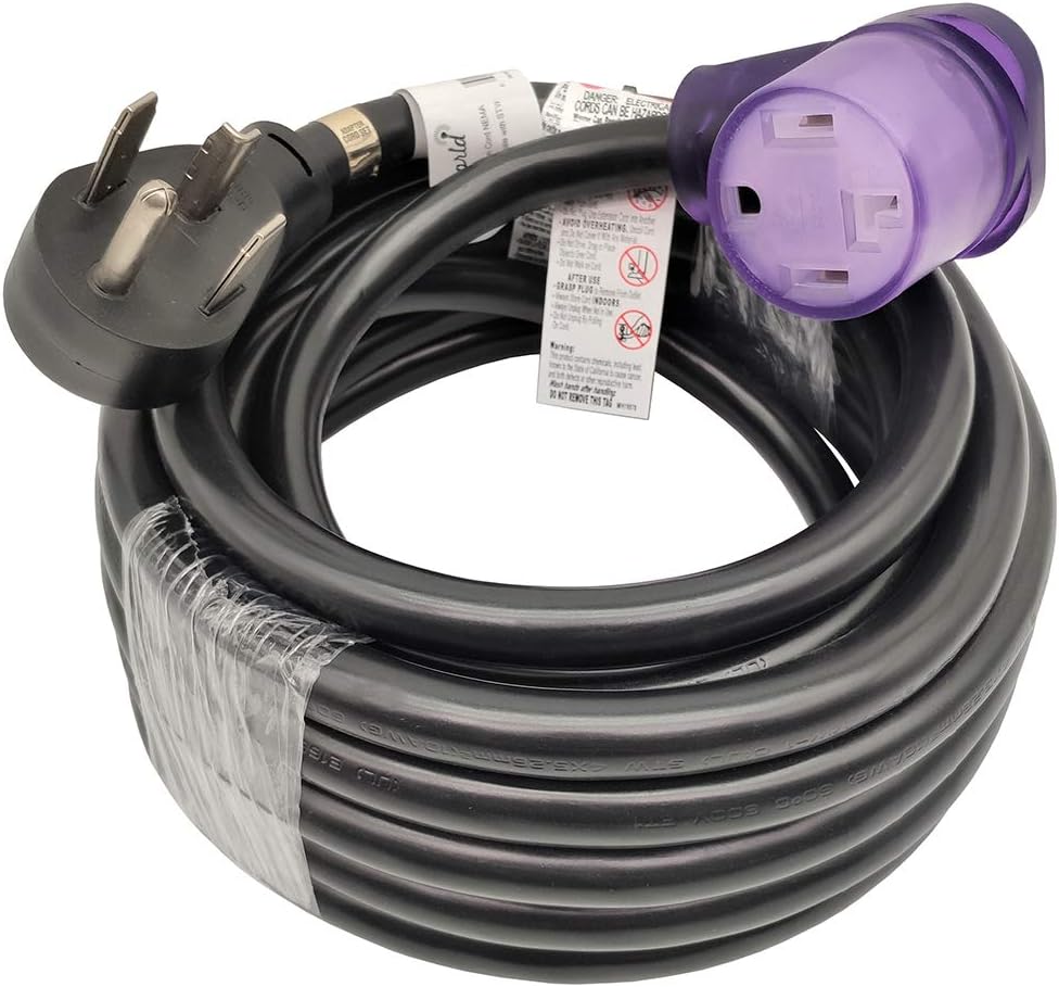 Parkworld EV/Dryer 4 Prong 14-30 Extension Cord UL Listed, NEMA 14-30P to 14-30R Lighted Female, 30A, 250V, 7500W (4FT)