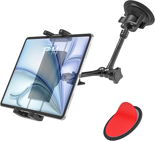 Miniatura 1 de Soporte para tablet para parabrisas de salpicadero de automóvil, súper ventosa para iPad soporte de automóvil, soporte de tableta resistente para