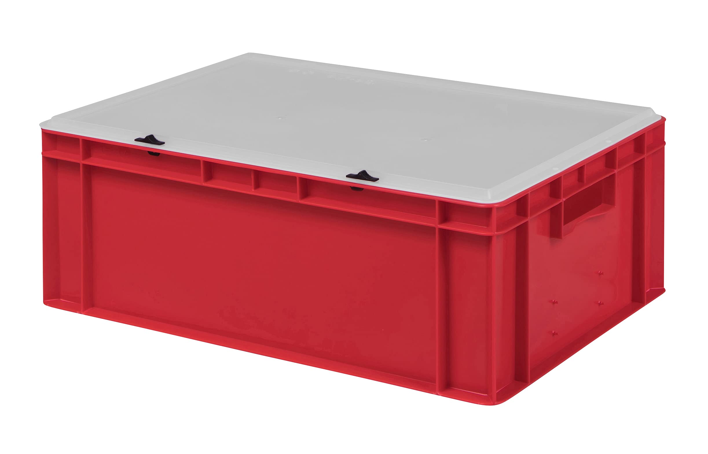 Design Eurobox Pojemnik do układania w stos, z tworzywa sztucznego, w 5 kolorach i 16 rozmiarach, z przezroczystą pokrywką (matowy) (czerwony, 60 x 40 x 22 cm)