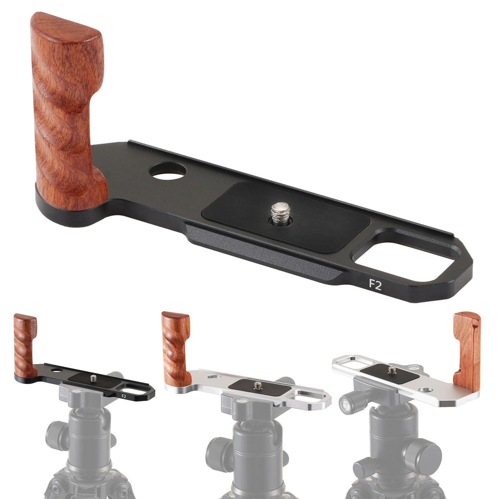 Impugnatura in legno per fotocamera, staffa a L a sgancio rapido con design antiscivolo per fotografia DSLR e impugnatura per fotocamera di stabilità