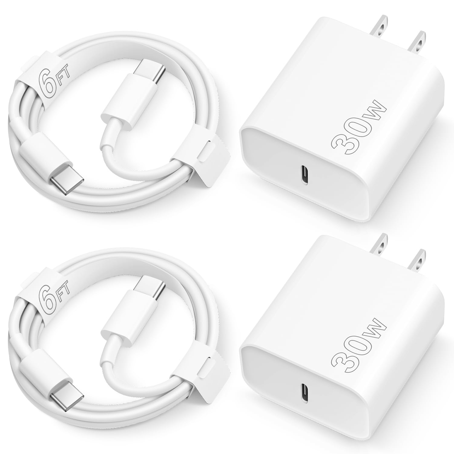 iPhone 16 15 Charger Fast Charging 30W USB C Chargers Block Type C Charger 2 Pack 6FT Cord foriPhone 16/16 Plus/16 Pro/16 Pro Max/iPhone 15/15 Pro Max/Samsung
