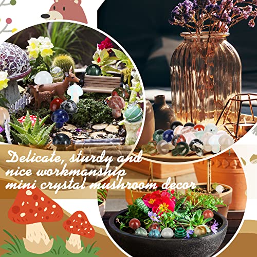 48 Pcs Mini Crystal Mushroom Gemstone Sculpture Decor Carved Witch Mushroom Polished Crystal Cute Mushroom Stones For Witchcraft Supplies Home Garden Lawn Meditation Flower Pot Decor(Fresh Style) #TOP2