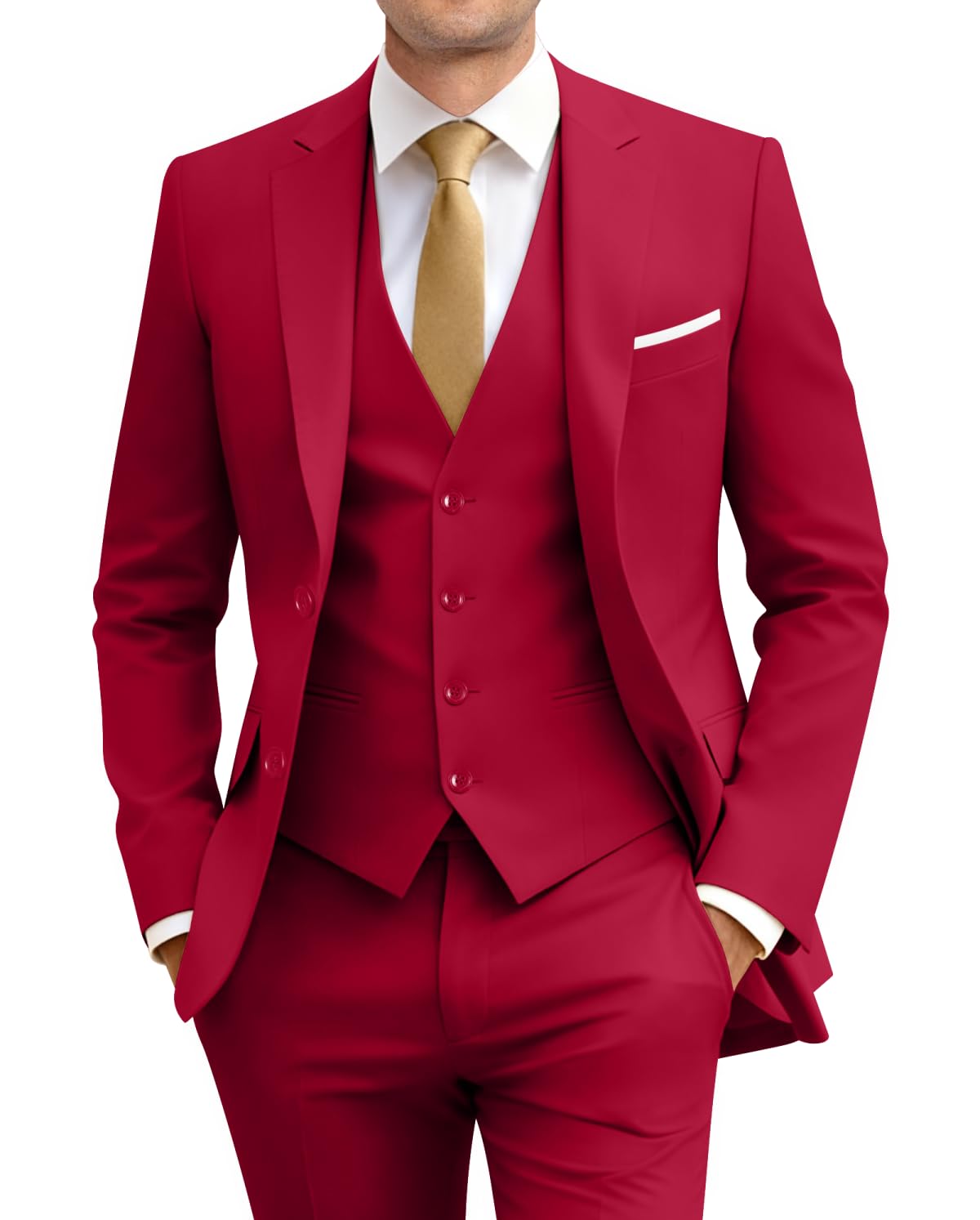 Men's Slim Fit 3 Piece Suit Set with Tie