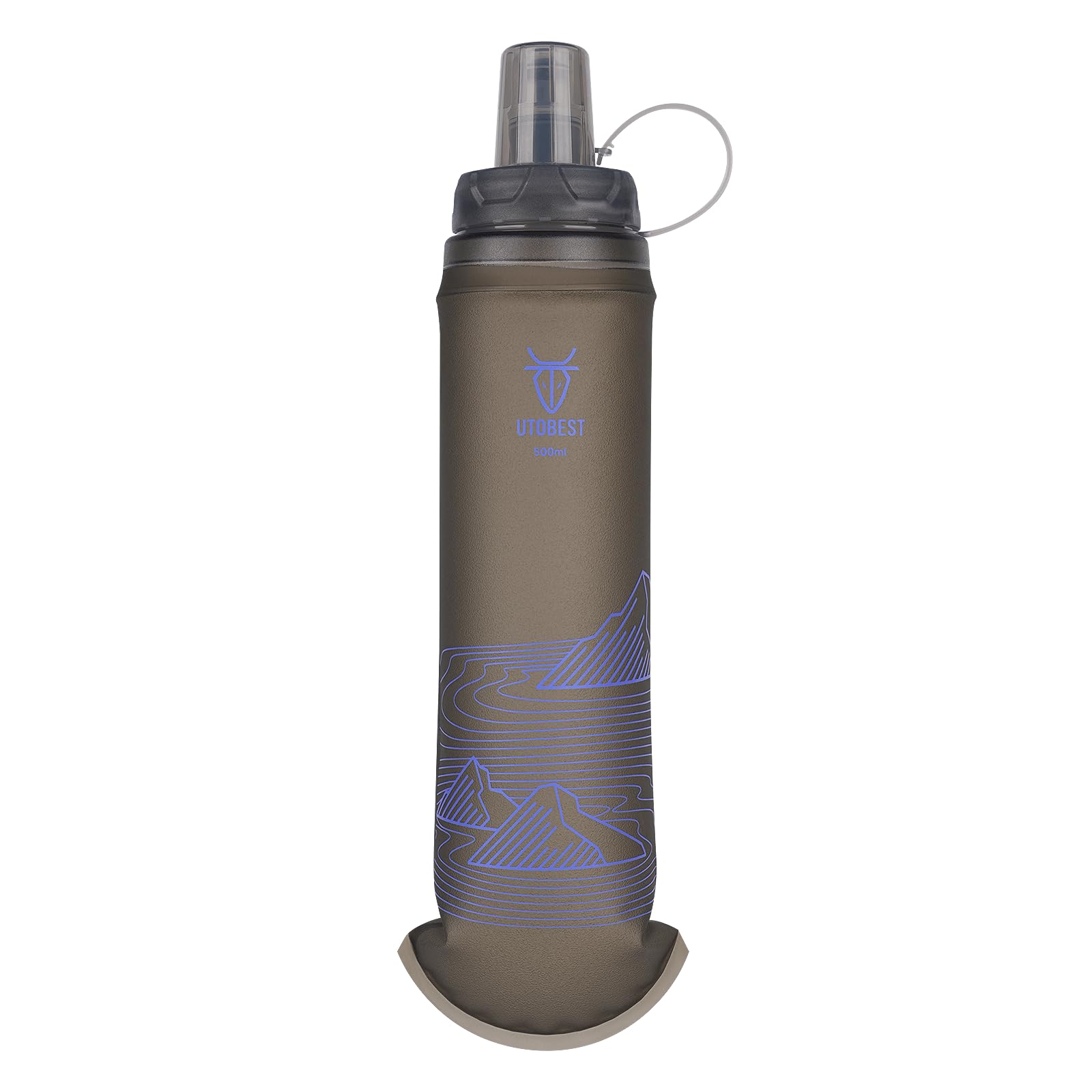 UTOBEST Soft Water Bottle 500ml (42mm cap) - TPU Collapsible Soft Flask - Leakproof, BPA Free, Easy to Clean, Handheld Running Water Bottle for Hiking Cycling Climbing Marathon