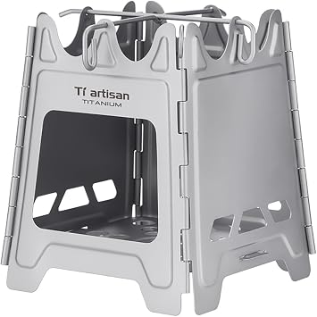 Titanium Wood Stove with Hinge, Folding Camping Backpacking Wood Stove Titanium Stove Portable Wood Burning Stove for Outdoor Camping Picnic