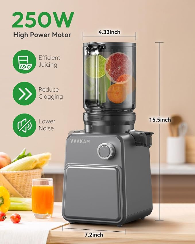 Extractor de Jugos Prensado en Frío Boca Ancha 4.4'' 250W miniatura 3