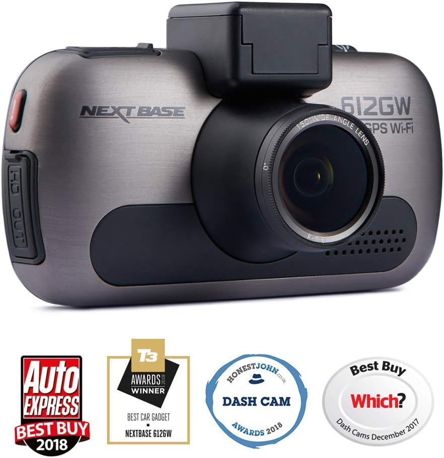 Nextbase 612GW - 4K Ultra HD Res DVR In-Car Dash Cam - 150 degrees - WiFi, GPS, HDR, WDR – Lens Filter - Black (Renewed)
