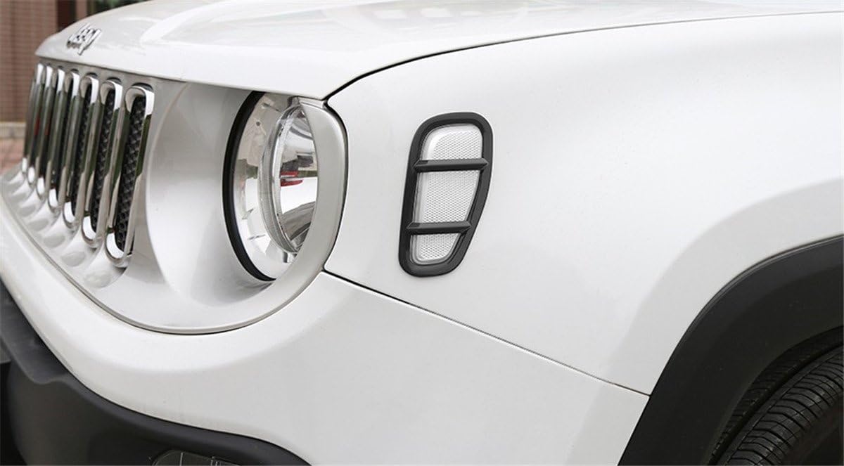 Black ABS Car Front Side Fender Light Lamp Cover Trim for Jeep Renegade 2015 Up