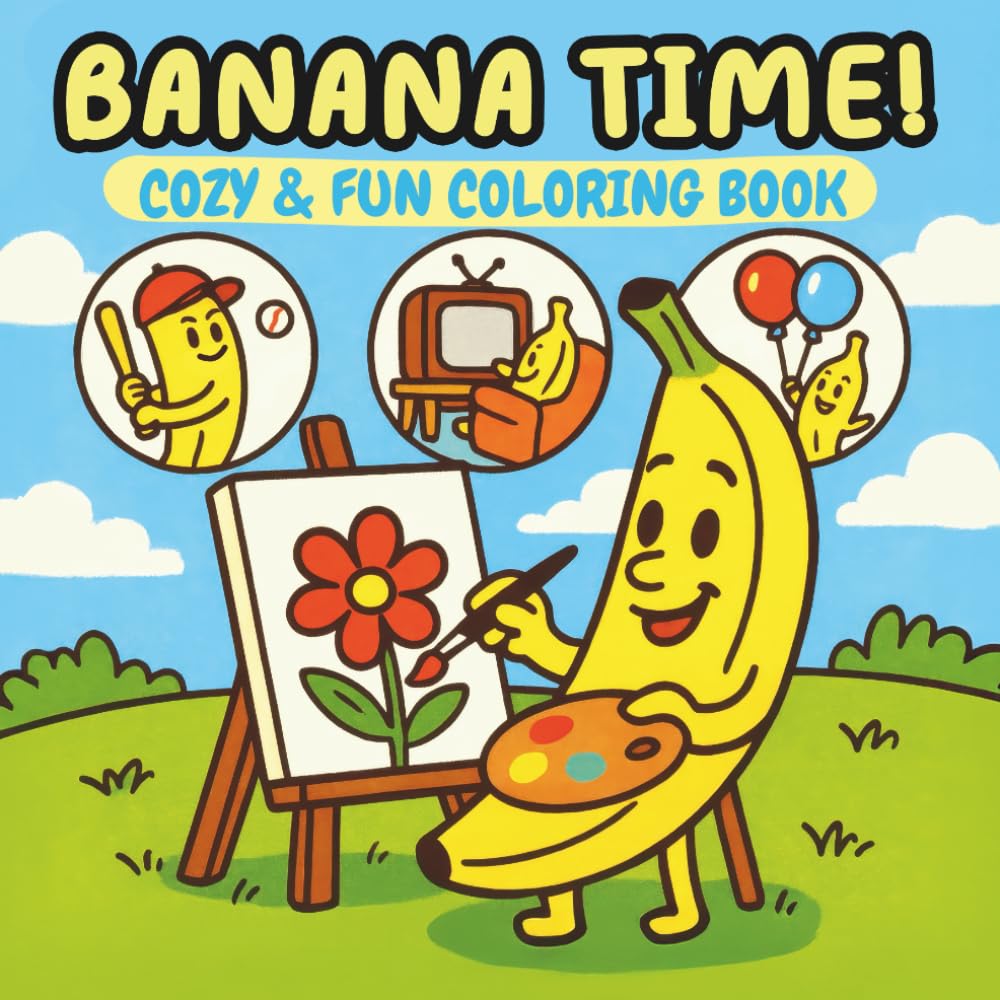 Banana Time! Coloring Book for Adults and Kids: Fun and Simple Designs of Cute Bananas to Brighten Your Day and Relax Your Mind (Bold & Easy)