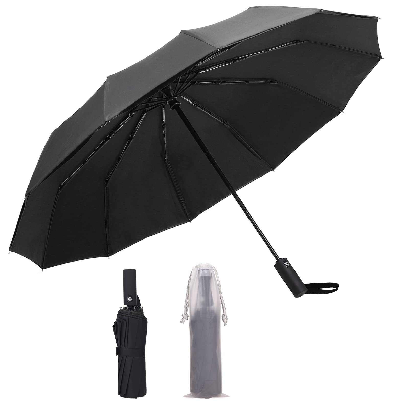 Sponsored Ad - Djpoaug Windproof Travel Umbrella - Compact, Automatic,Strong and Portable - Double-layer umbrella design