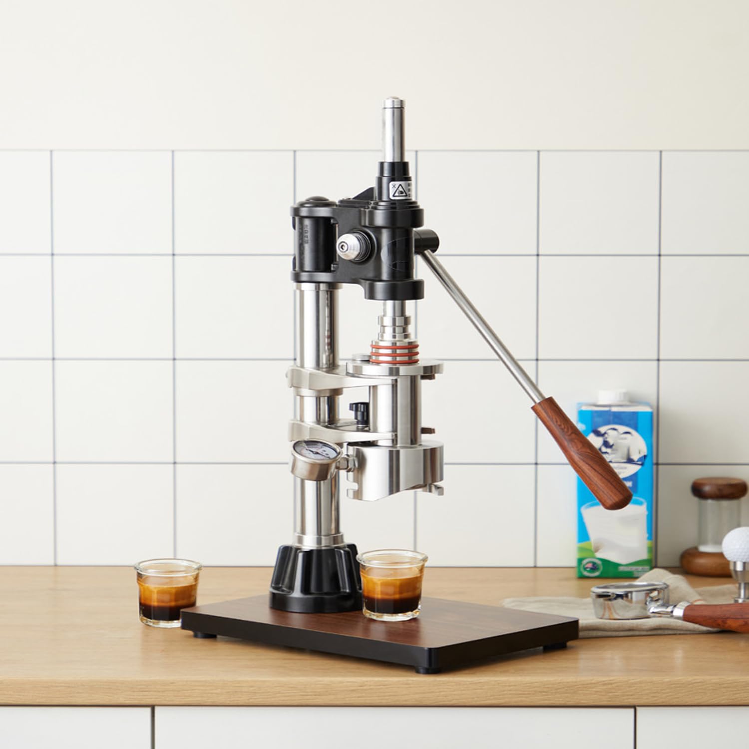 Macchina per caffè espresso a leva manuale, macchina per caffè a pressione manuale da 16 bar, portatile, capacità acqua della camera da 100 ml, risparmio di manodopera, facile da smontare e pulire