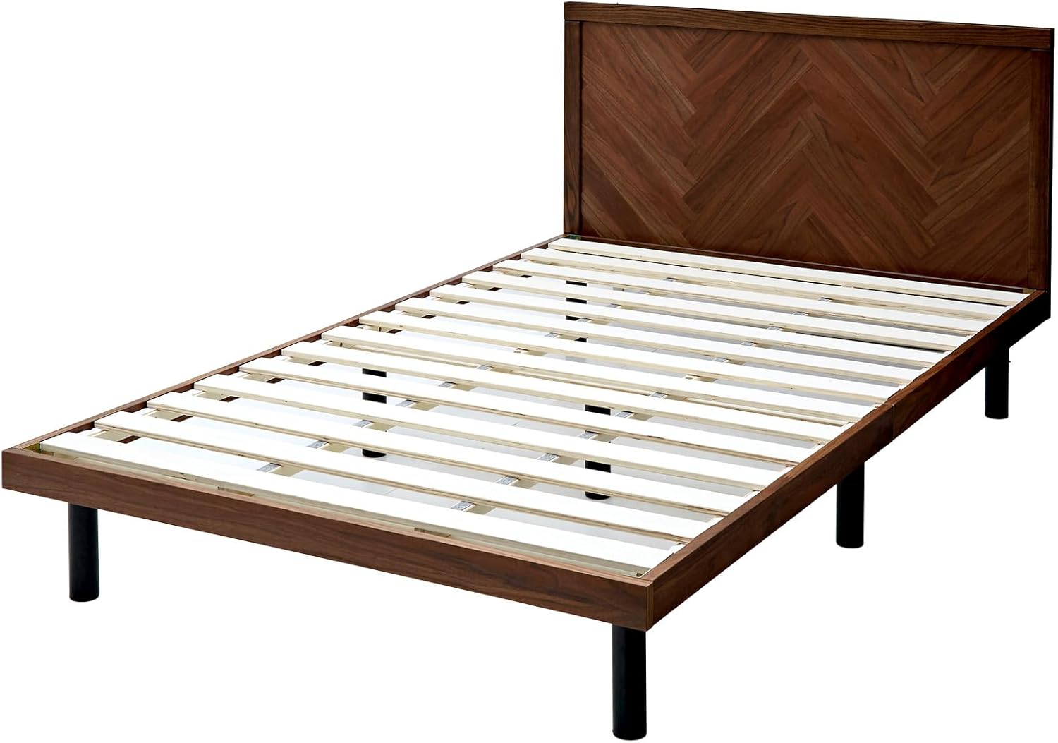 ワイエムワールド ベッド ベッドフレーム ダブル ヘリンボーン フレームのみ ウォールナット 00-100239