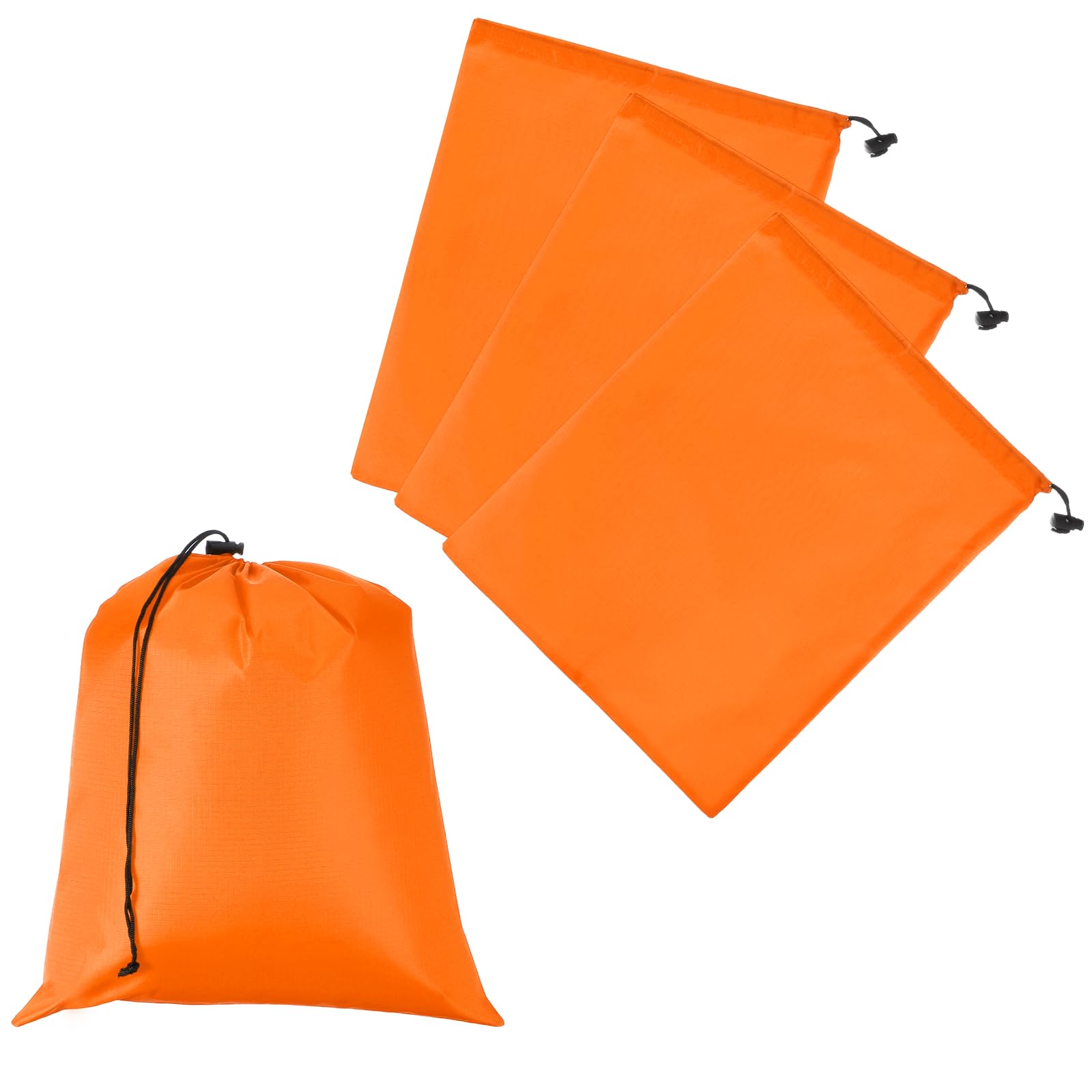 Drawstring Bag with Toggle, Stuff Sack String Waterproof Travel Storage Bags Cinch Stuff Pouch -Fitting for (Gym/Traveling/Hiking/Yoga/Office/Shoes) 16 x 14 &amp; 4 Pack &amp; Orange