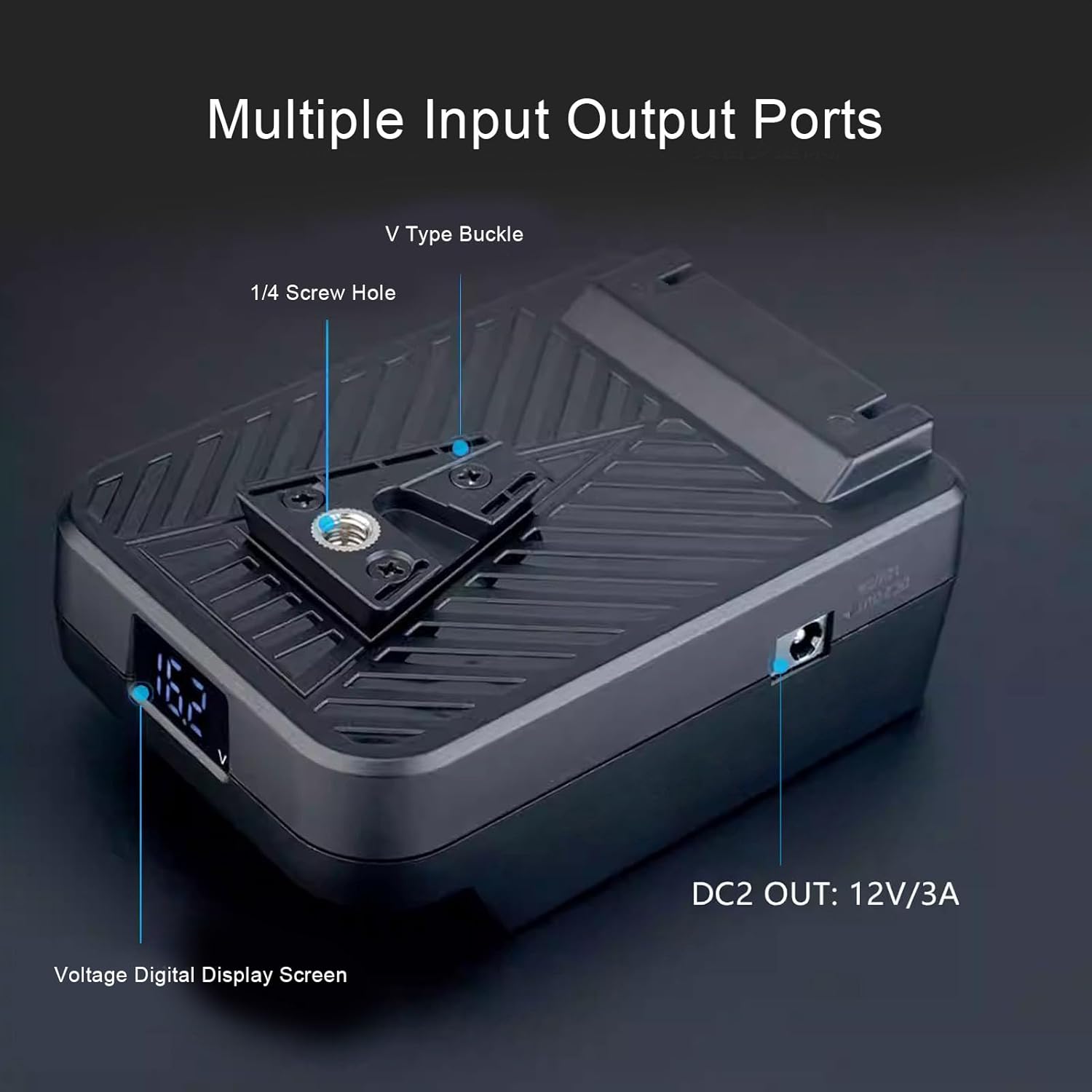 V Mount Plate with USB C, Power Tool Battery Adapter with D Tap & Dual DC Outputs, Digital Tube Voltage Display