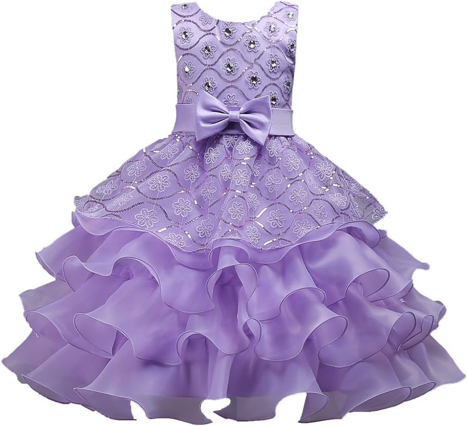 Ball Gowns for Girl Size 7-16 Princess Elegant 3-4 Years Old Light Purple Flower Girl Dresses for Girls Size 4 6 Beauty Cute Violet Sleeveless Little Kids Children Toddler Girl Dress Purple 110