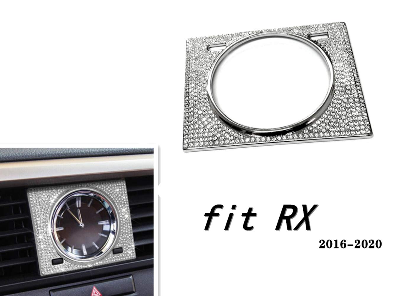 NIUHURU Car Bling Accessories for Lexus RX350 RX450 2016-2021Interior Watch Clock Rhinestone Decals (Silver)