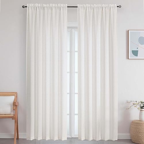 WelvetBLK Extra Long Natural Curtains for Bedroom Living Room 120 Inches Long 2 