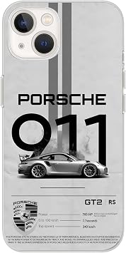 Manitoba iPhone 15 Uyumlu Bask l  Yumu ak Silikon  effaf Telefon K l f , Porsche 911 GT2 RS Tasar m