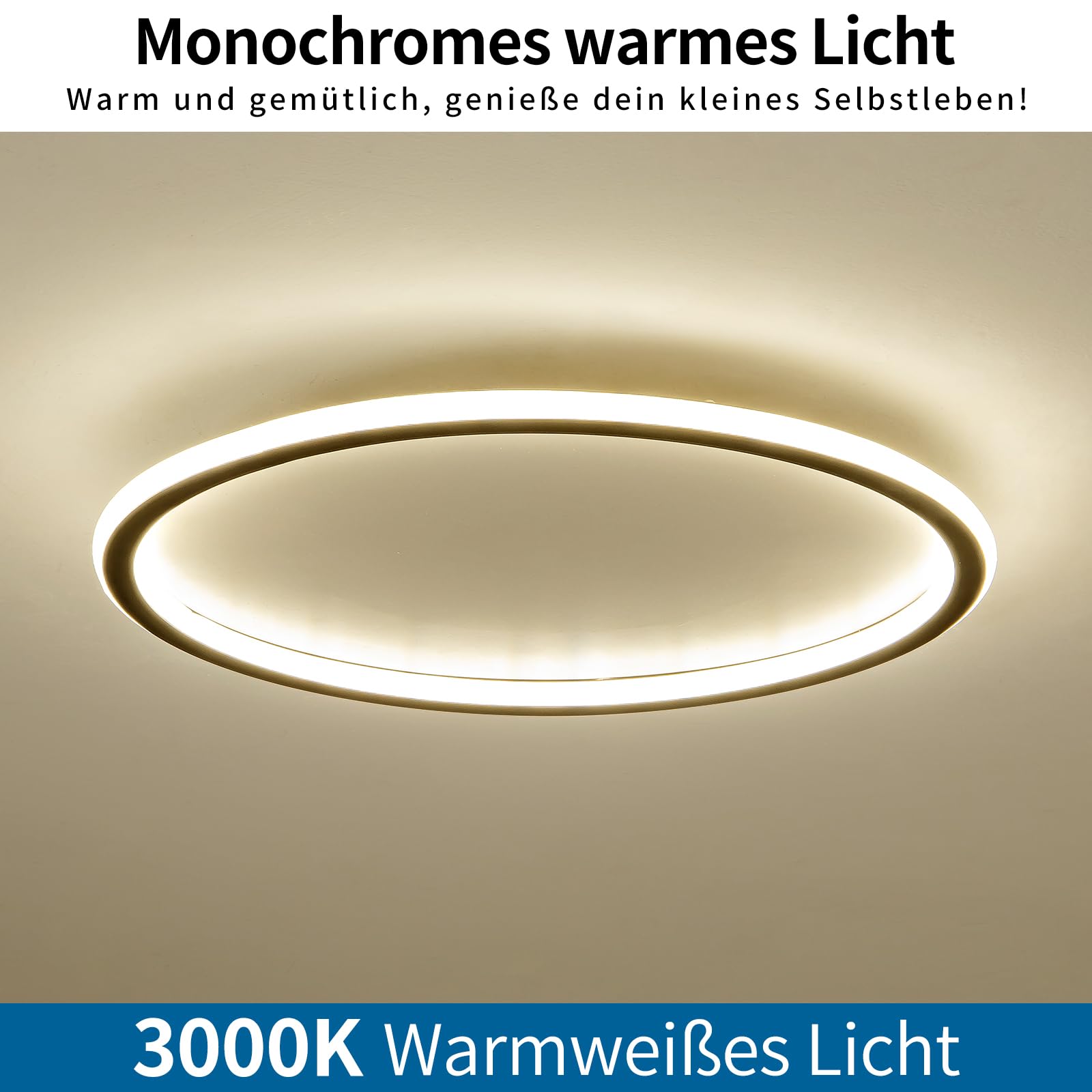Mikeru Lampada da soffitto 3000 K, 40 cm, rotonda, illuminazione da soffitto a LED, luce bianca calda, lampada da soffitto, senza telecomando, per soggiorno, corridoio, camera da letto