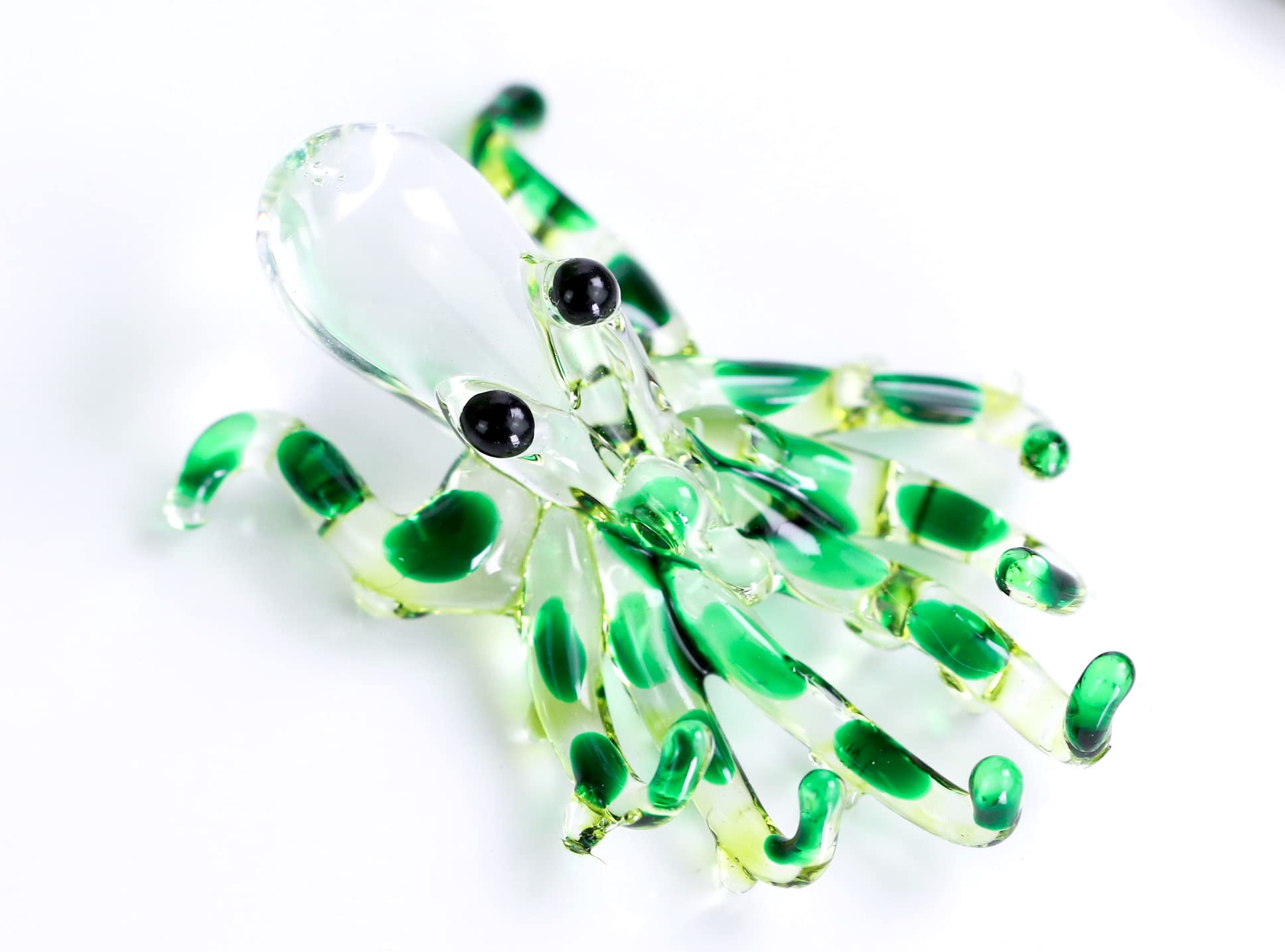 Redchocol8 Green Redchocol8® Handmade Tiny Mini Little Glass Octopus Gloss Garden Home Decor Ornament Gift Terrarium