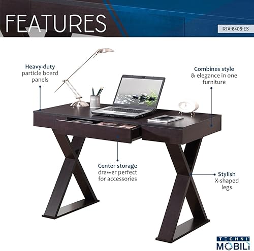 Miniatura 4 de Techni Mobili Trendy Writing Desk with Drawer, Espresso