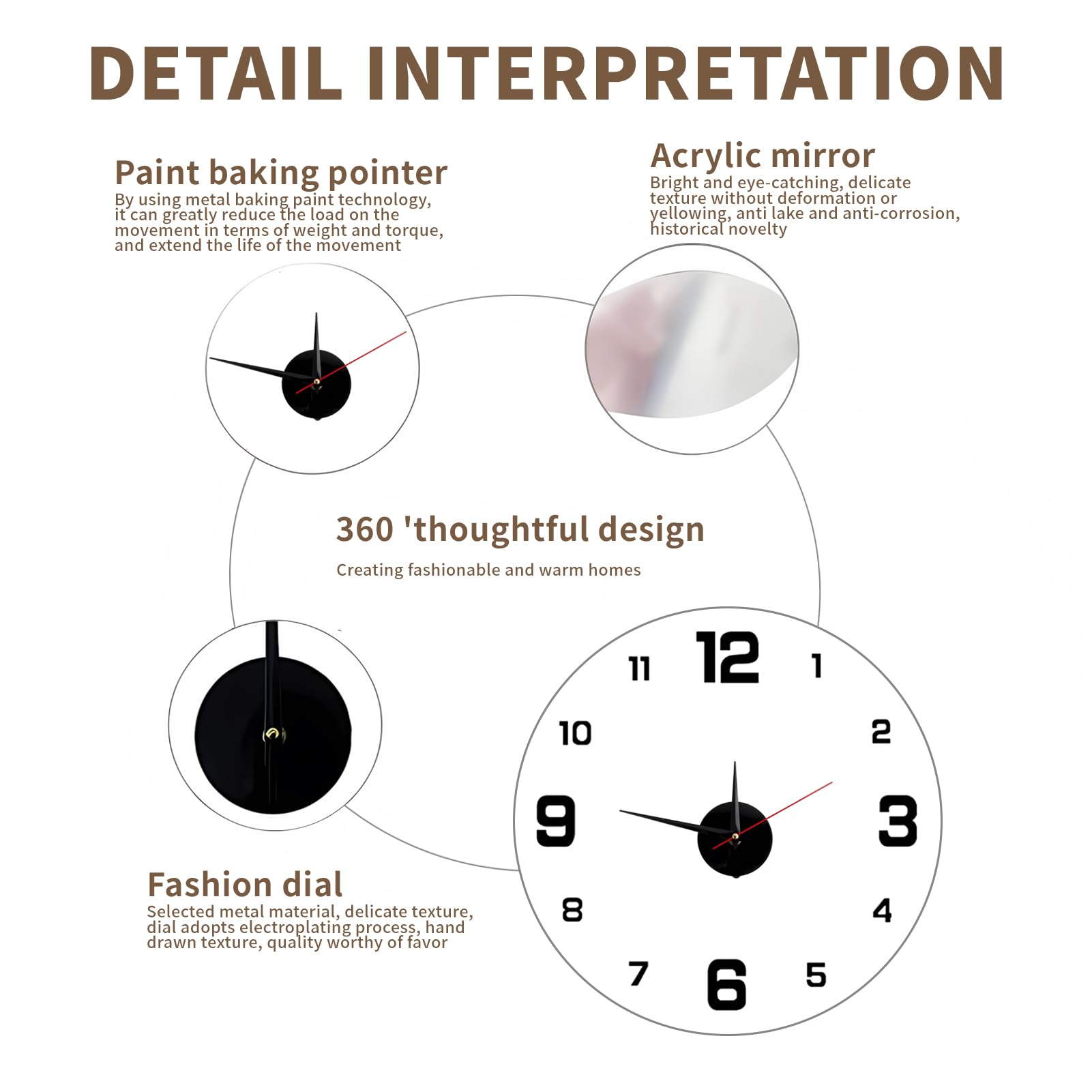 DIY 3D Wanduhr Modern – Schwarz, 40 Cm, Selbstklebend, Leises Uhrwerk, Für Küche, Wohnzimmer & Büro