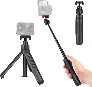 Walking Way 40cm/15.75" Selfie Stick Tripod for Insta360 Ace Pro/2, Magnetic Quick Release Extension Pole, Mini 2-in-1 Portable Handheld Grip with 360 Ball Head, Accessory for Travel Vlog