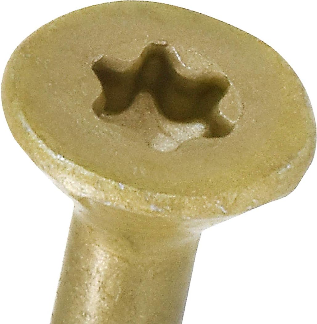 Power Pro Premium One Multi-Material Flat Head Screws, Epoxy Coated Steel, Fasten in Wood, Metal, Concrete, Drywall and Plastic, Bronze, ¼ x 2-¼ inches, Box of 46 Screws