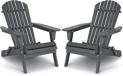 Juego de 2 sillas plegables Adirondack resistentes a la intemperie sillas plegables para exteriores de madera maciza sillas reclinables resistentes