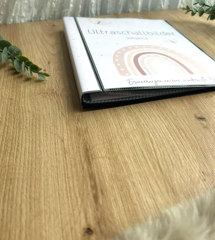 Ultraschallbilder Mappe Album für Ultraschallbilder personalisierbares Einsteckalbum stabiles Cover Erinnerungen an Schwangerschaft (mit Einlegeblättern in den Folien)