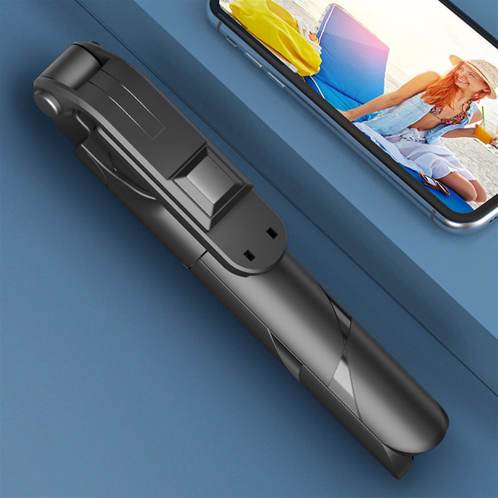 SCRUBY Mini treppiede pieghevole per selfie con Bluetooth, per smartphone, colore: bianco