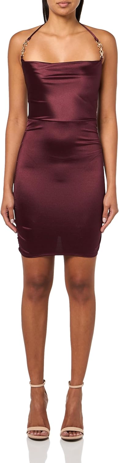 Speechless Women's Halter Neck Fitted Shirred Party Dress