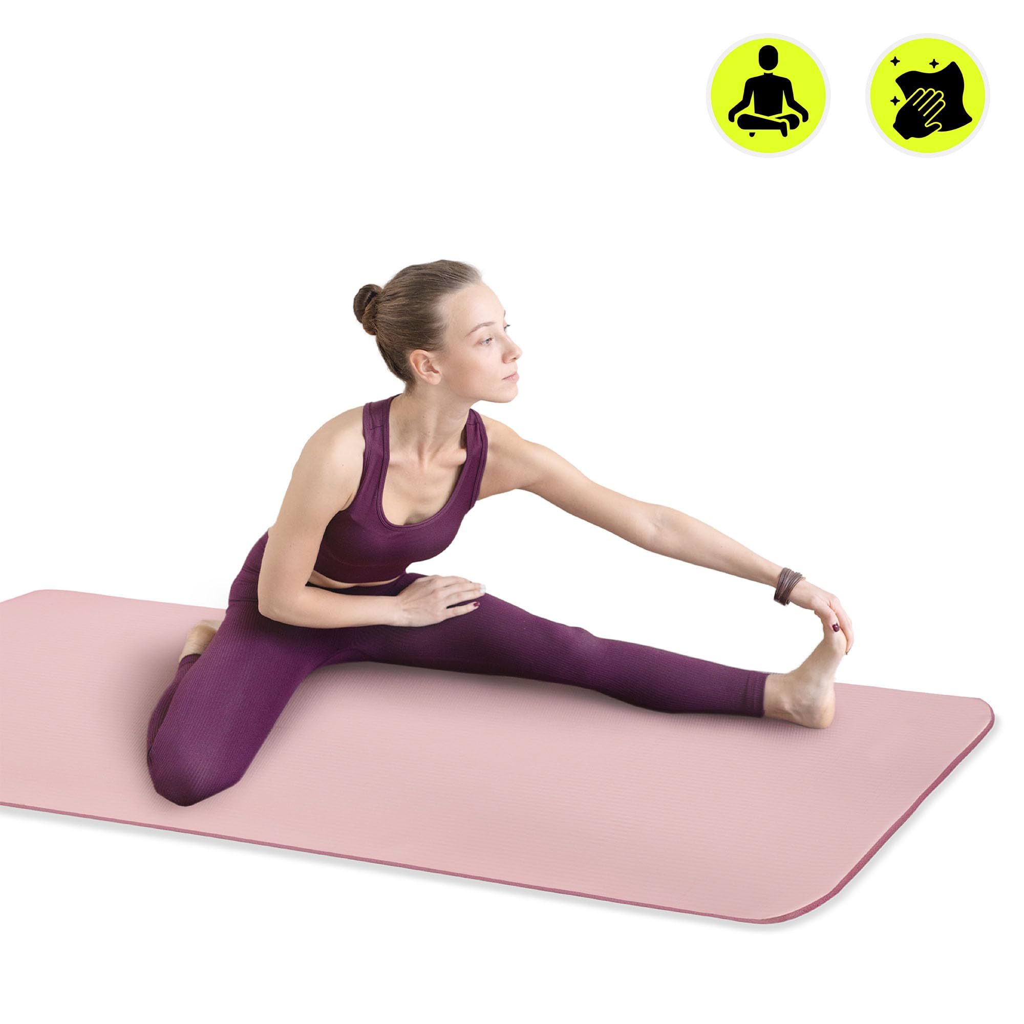 HyperMotion Mata do Ćwiczeń Fitness i Jogi NBR 183x61x0,8 cm Różowa, Antypoślizgowa, 8 mm, z Paskiem do Ćwiczeń i Przenoszenia, do Jogi, Pilatesu i Stretchingu