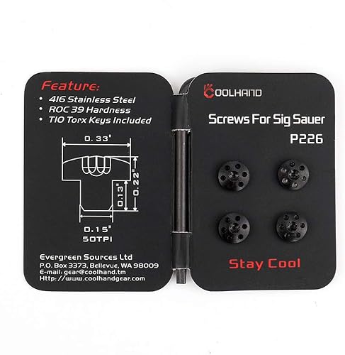 Miniatura 5 de Cool Hand Tornillos para empuñaduras de pistola para Sig Sauer P226, P228, P229, 4 tornillos de acero inoxidable, 4 juntas tóricas, llave Torx