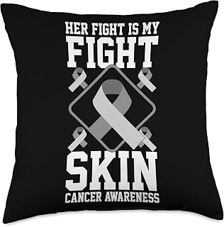 Skin Cancer Test Black Ribbon Surivivor Fighter Melanoma Throw Pillow, 18x18, Multicolor