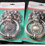 Chiee Door Handles Antique Door Knocker Dia 12cm Antique Zinc Alloy Lion Head Door Handle Drawer Door Pull Ring Gate Cabinet Door Handle - (Color: Green Bronze; Size: 2 Pcs)