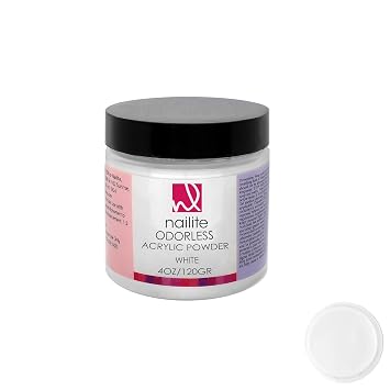 Odorless Professional Acrylic Powder for Nail Extension System, Resistant, Long-Lasting, EMA Formula and Non-Yellowing Effect White 4 Oz.