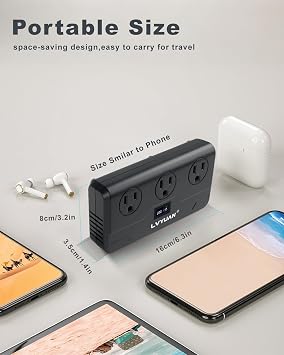 220V to 110V Voltage Converter for European Travel, LVYUAN Universal Travel Adapter US to Europe with UK/EU/AU Power Plug Adapter, Step Down Transformer for Hair Straightener Curling Iron CPAP (Black)