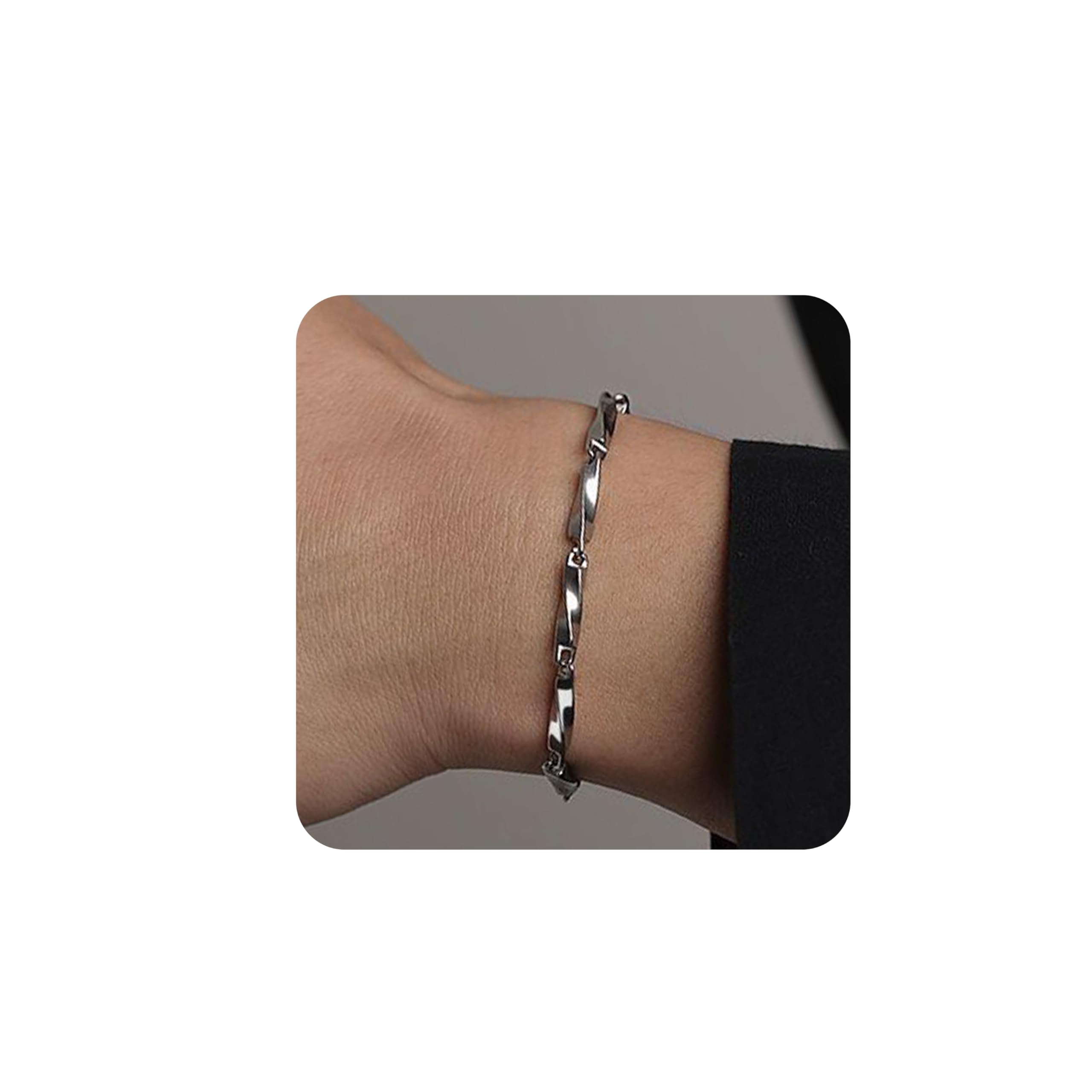 【ASCOMY】ブレスレット メンズ レディース メビウス シルバー シンプル チェーン ステンレス 金属アレルギー対応 細め ヒップホップ アクセサリー 彼氏 誕生日 プレゼント