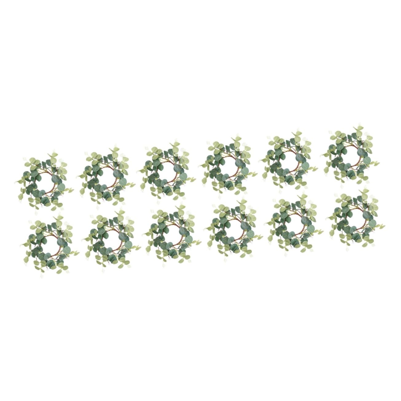 Anneaux de bougie de Pâques en eucalyptus artificiel Amosfun pour table, 12 pièces