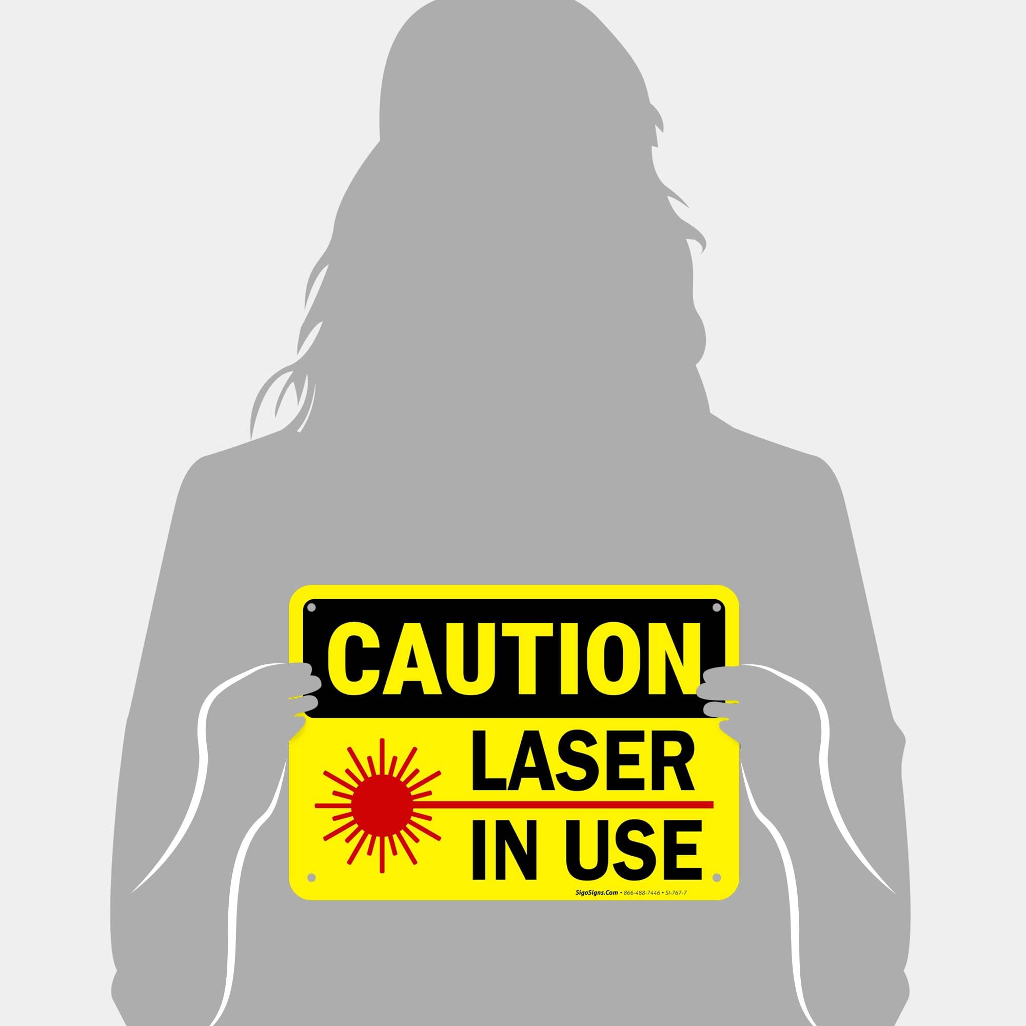 Laser in Use Sign, Caution Sign, — Amazon image 4