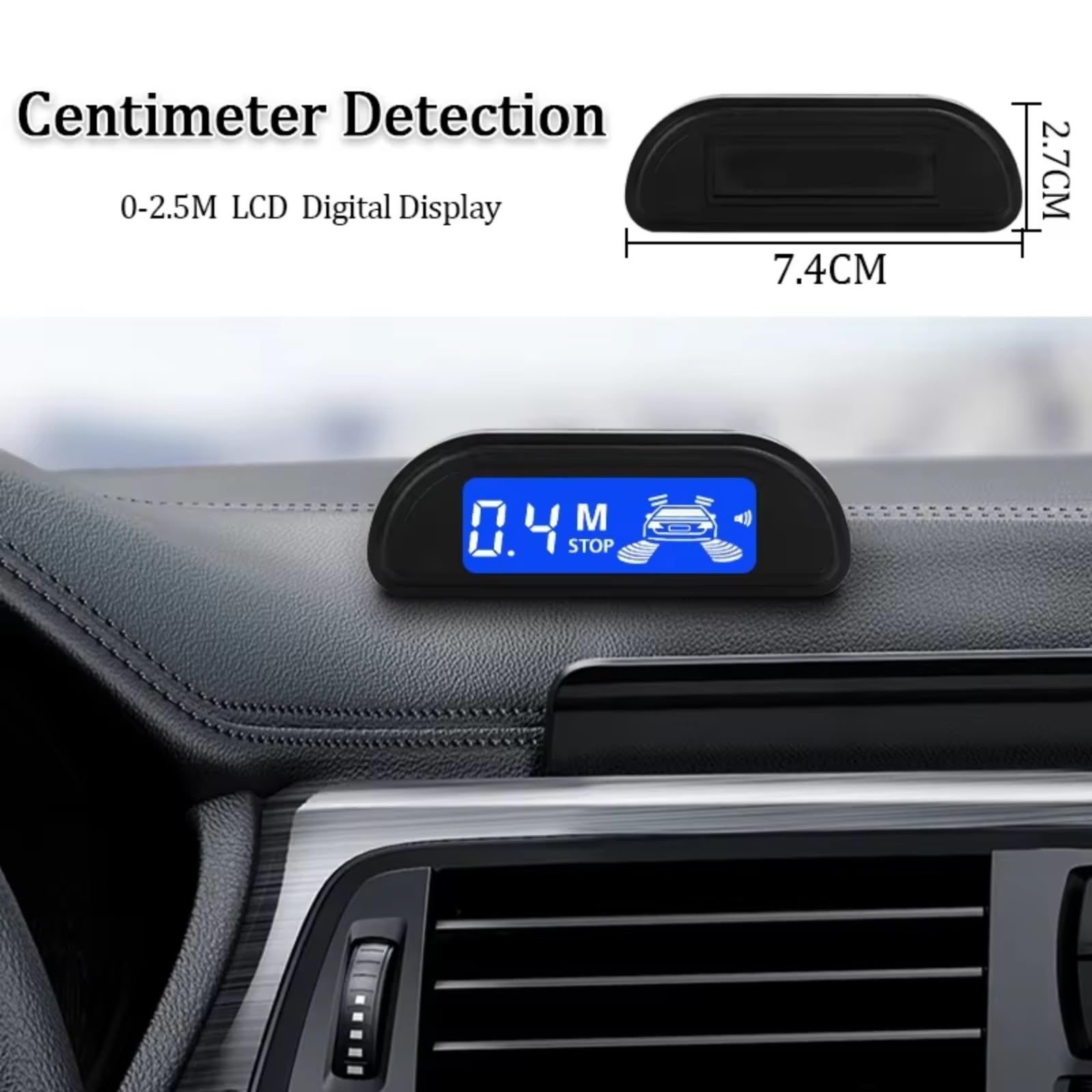 Sensore Parcheggio Kit 22mm 4 Sensori con Monitor LED Retromarcia Parktronic Automatico Rilevatore Radar Display Retroilluminato Nero
