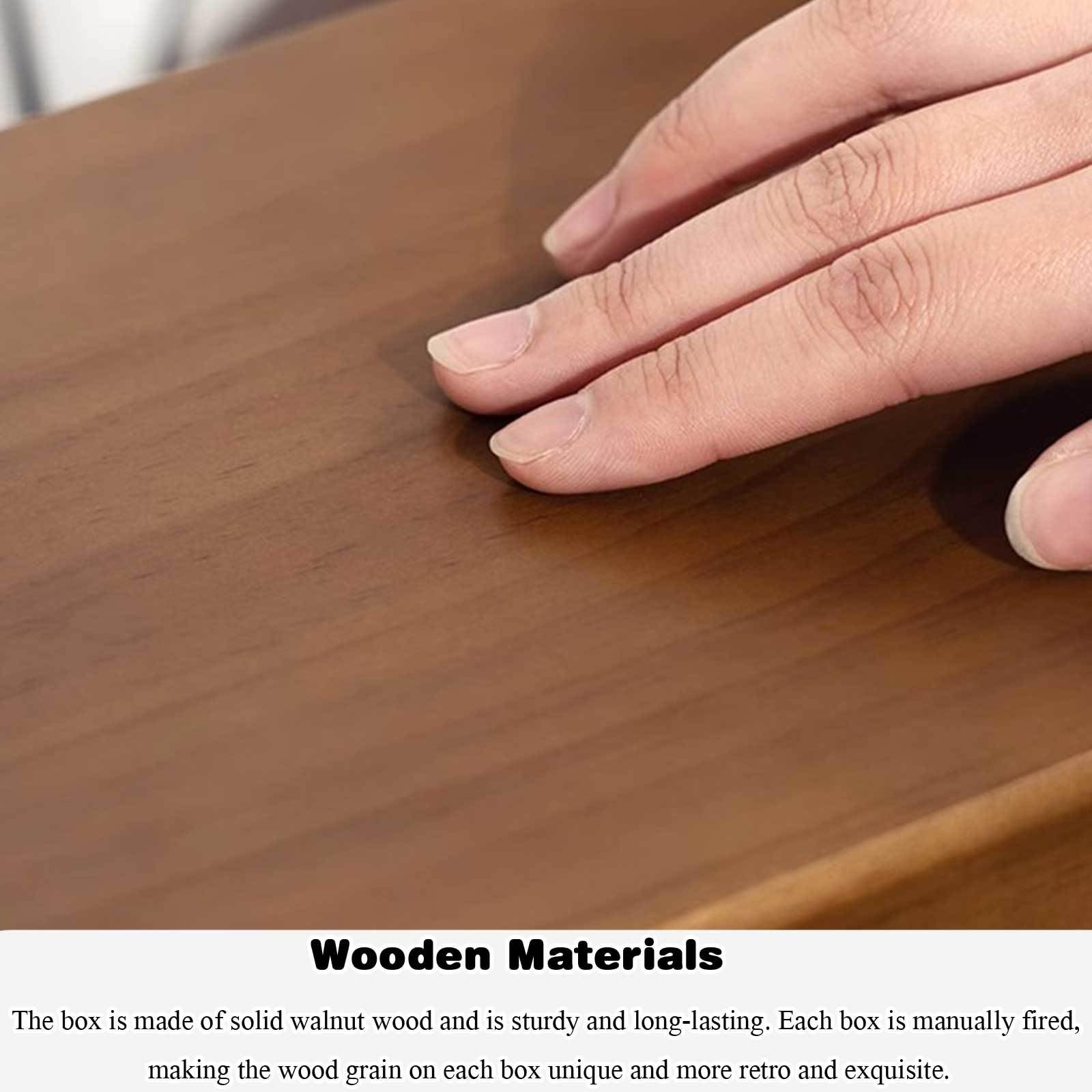 Joyero de madera, organizador vintage con tapa de cristal transparente, estuche de almacenamiento rústico de dos capas para anillos, collares y broches