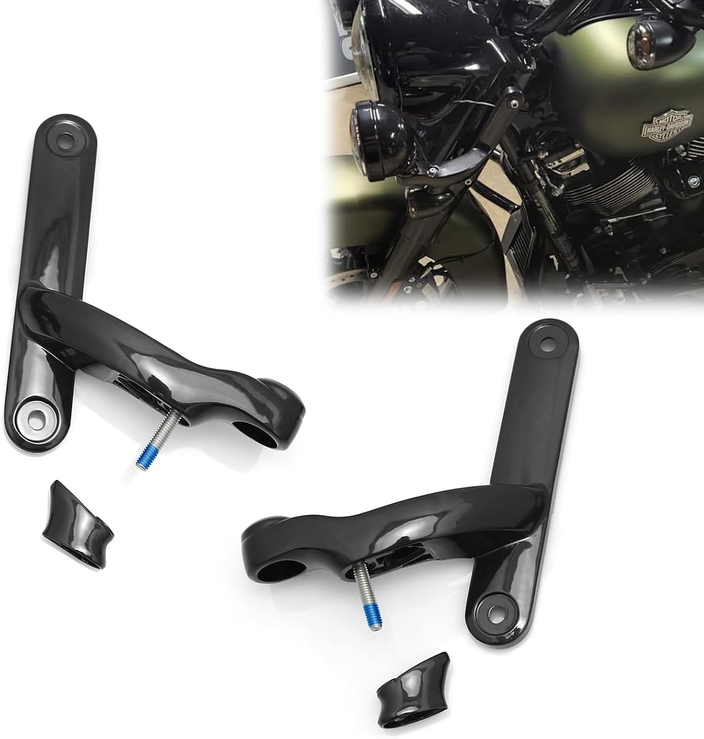 Auxiliary Spot Fog Turn Signal Light Bracket for Harley Touring Road King Street Glide Passing Light Frame Bracket 1994-2023 Black