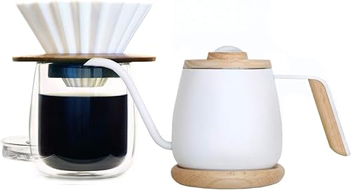 TAMAGO x ORIGAMI Premium - Juego de café para verter sobre una sola porción | Recomendado por baristas | Hervidor de 12 onzas con termómetro, taza