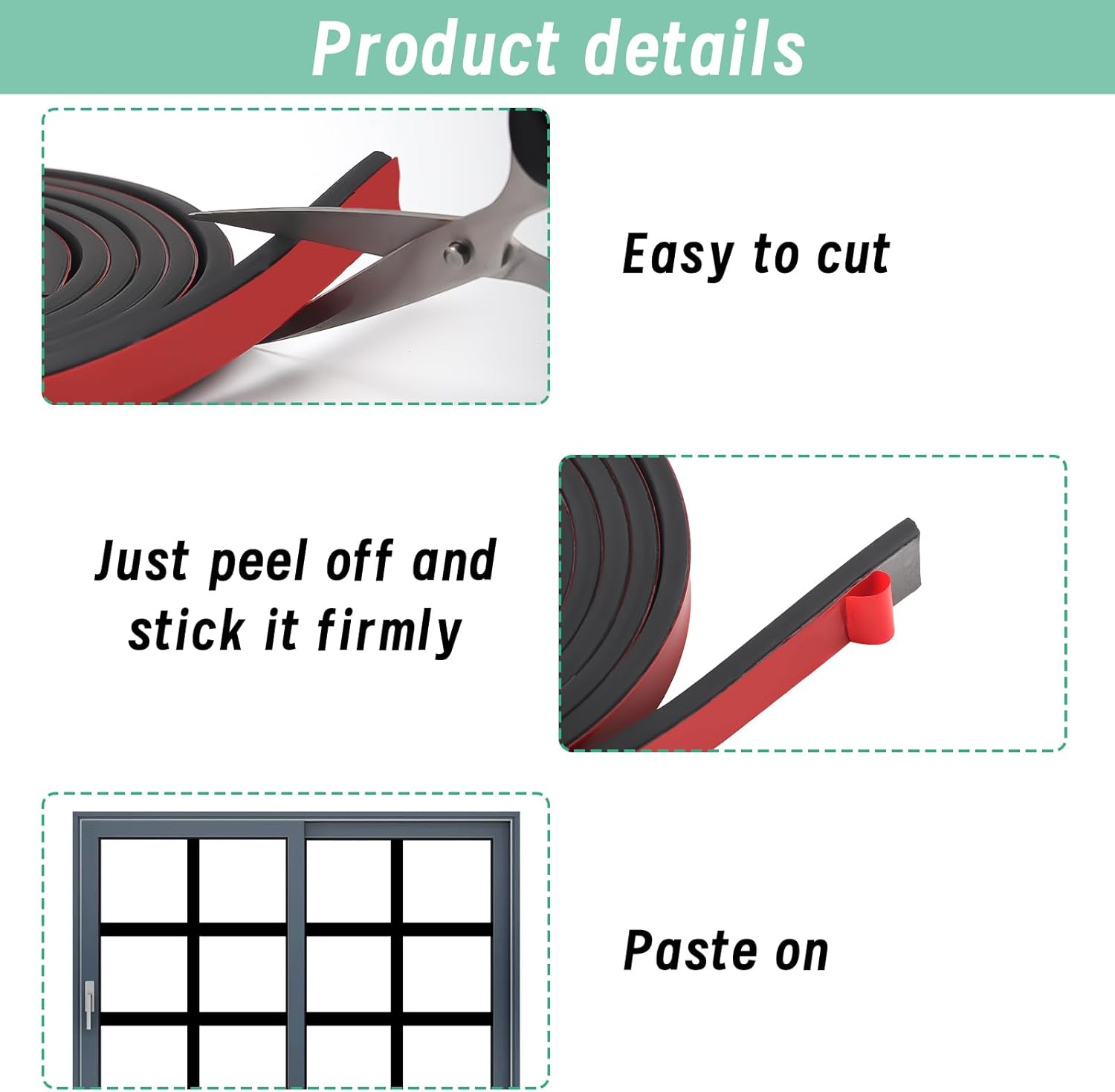 Qivine Window Grille Inserts Window Grid Kit - 5 Rolls 32.8 FT Peel-and-Stick - DIY Match Original Windows & Doors - Create Faux Pains, Flexible Door Trim Molding