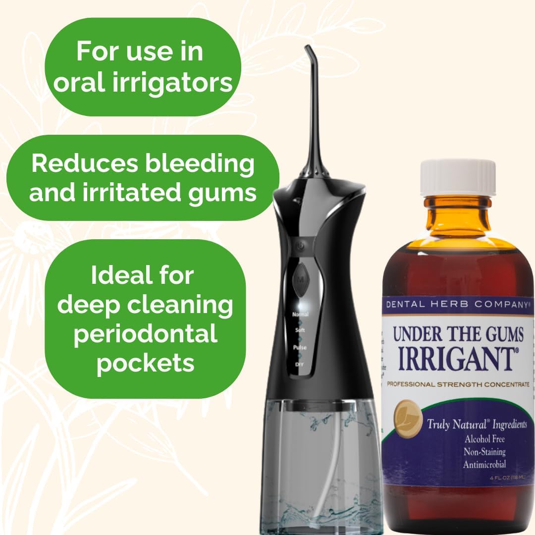 Under The Gums Irrigant Solution – Alcohol-Free, Vegan Herbal Solution for Water Flossers & Oral Irrigators – Supports Gum Health Naturally - (2 Pack + Dropper) by Dental Herb Company - Image 5