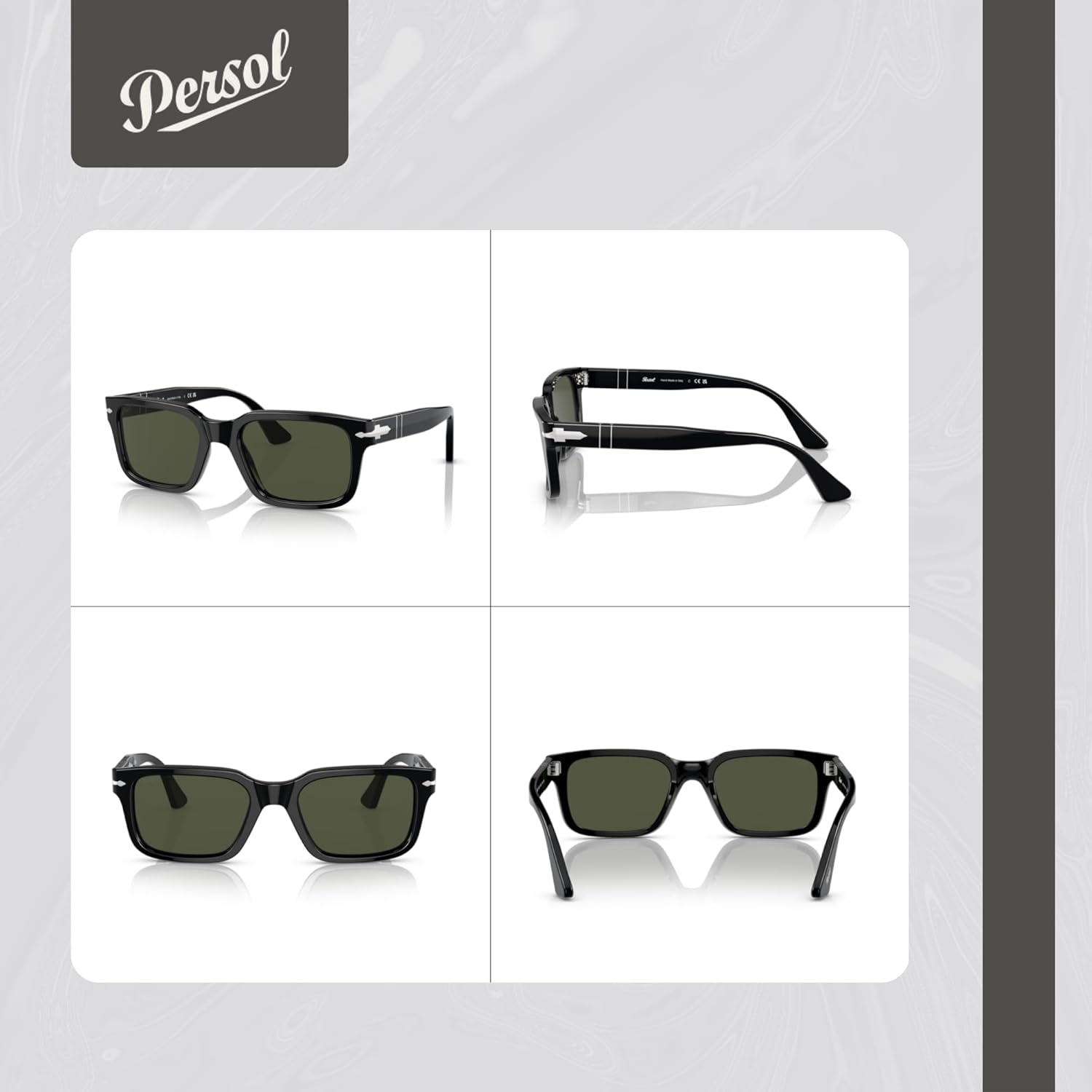 Persol PO3272S Rectangle Sunglasses for Men for Women +BUNDLE with ACCESSORY EYEWEAR KIT