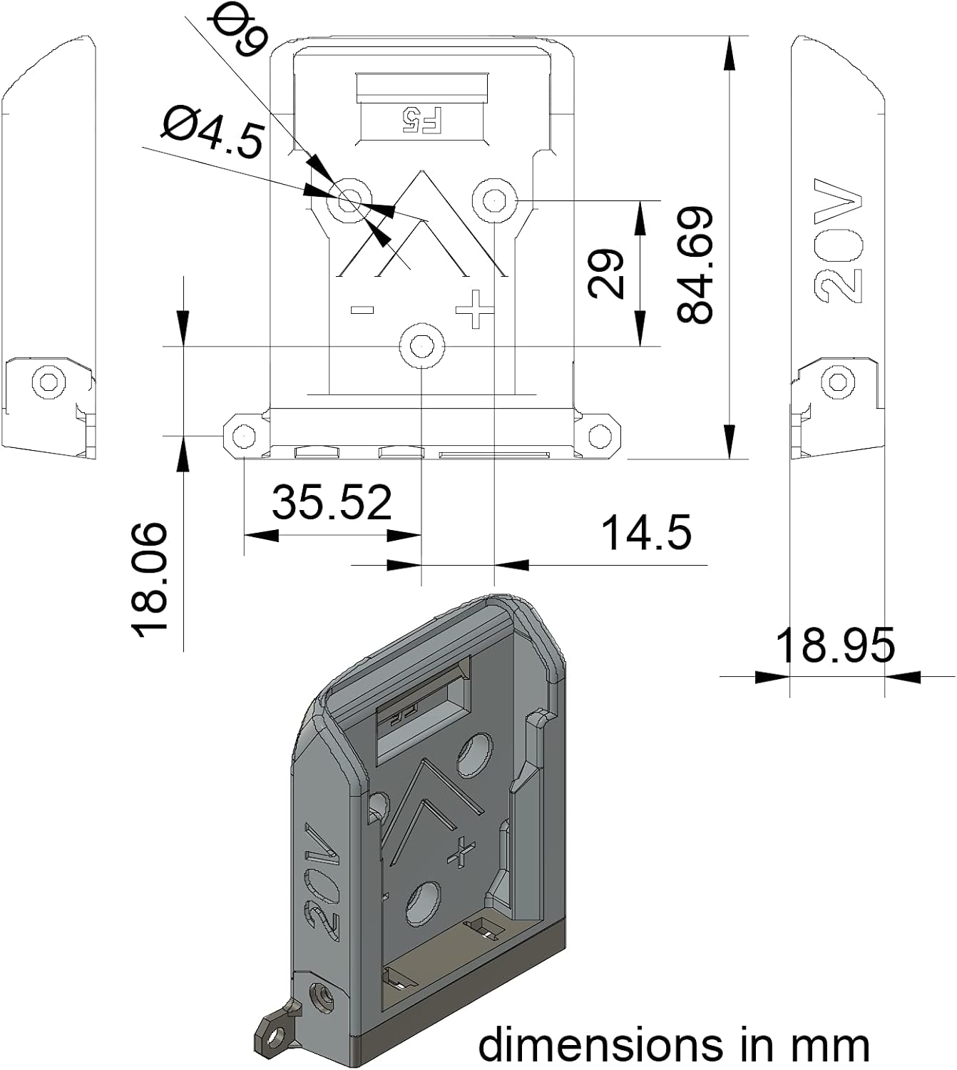 LS XT60 Adapter for Dewalt or Hercules 20V max Batteries Fused Dual Output Expandable black
